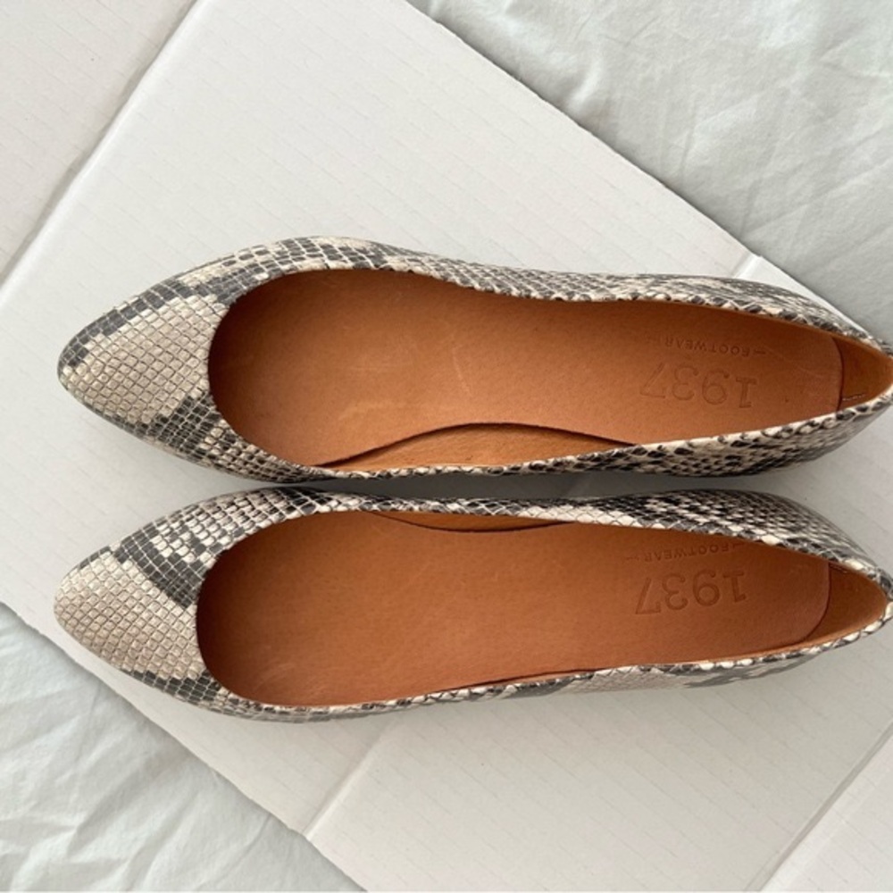 Madewell Snakeskin Leather Pointed Flats